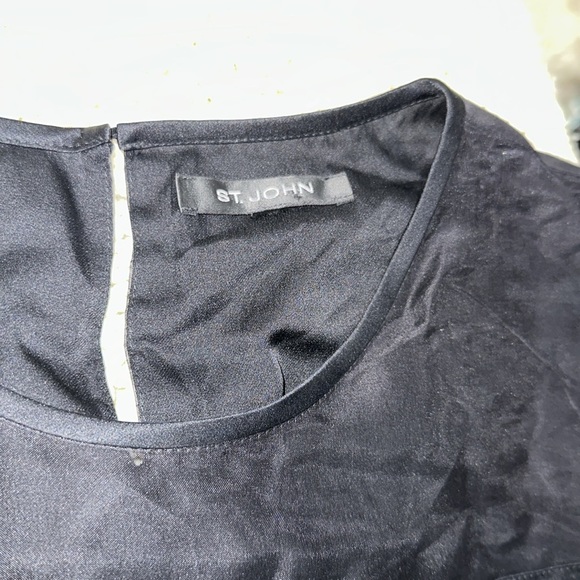 St. John Black and blue Top size large silk fabric - Picture 6 of 8